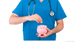 Doctor putting money in piggy bank